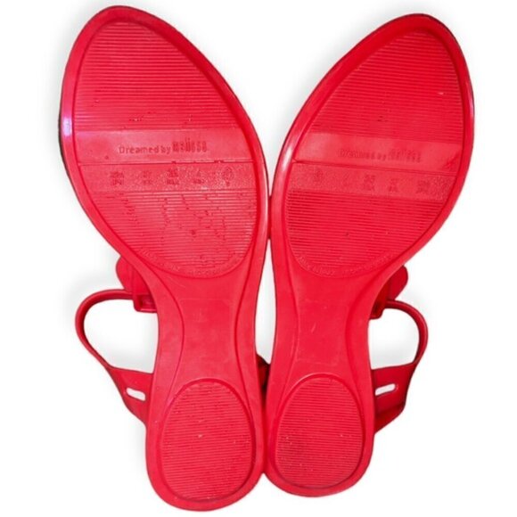 MELISSA “dreamed” jelly CACAO 2 red slip on Owl thong strapped sandals shoe sz 6 - Picture 6 of 6
